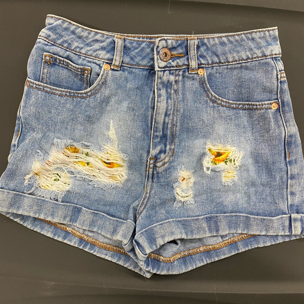 High waisted denim shorts